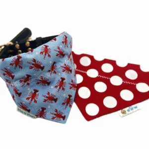 Bayou Crawfish Bandana: Light Blue with Floating Red Crawfish