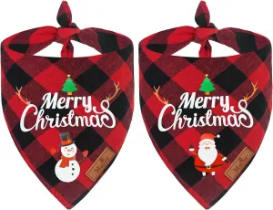 Christmas Dog Bandana -  Classic Buffalo Plaid - 2 Pack