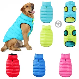 Colorful Dog Coat Reversible Clothes Winter Warm Jacket for Small Large Dogs Waterproof Thick Vest Jumpsuit Golden Retriever Waistcoat