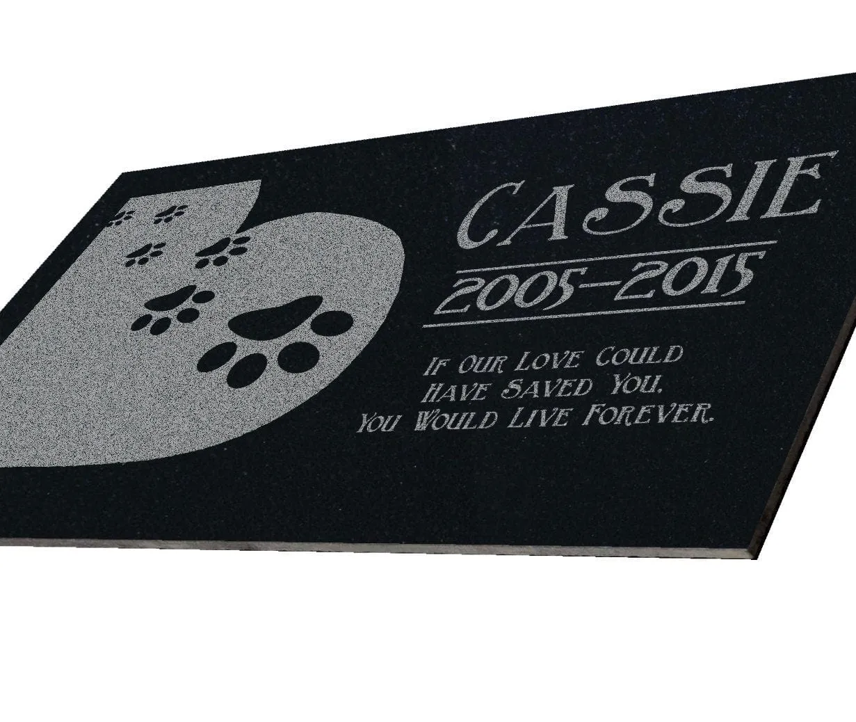 Heart Paws Design for Dog or Cat | Grave Stone