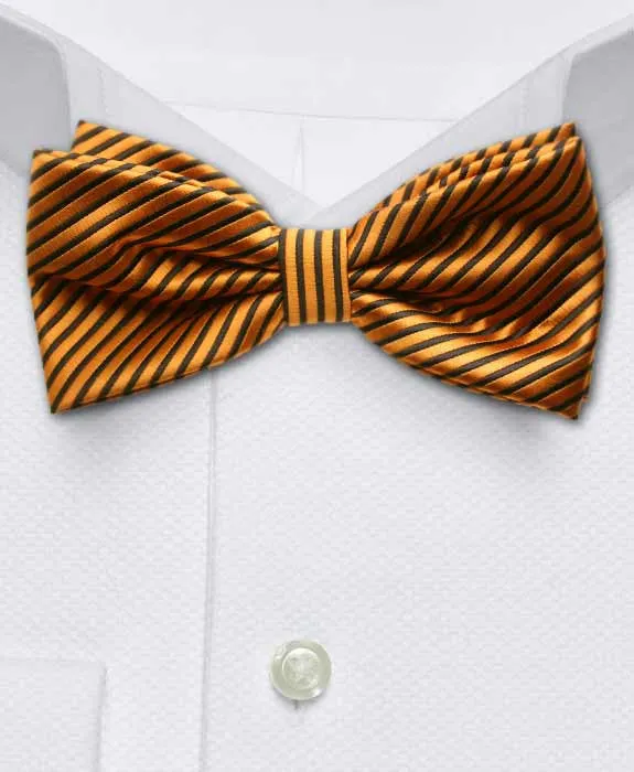 Orange and Black Striped Bow Tie