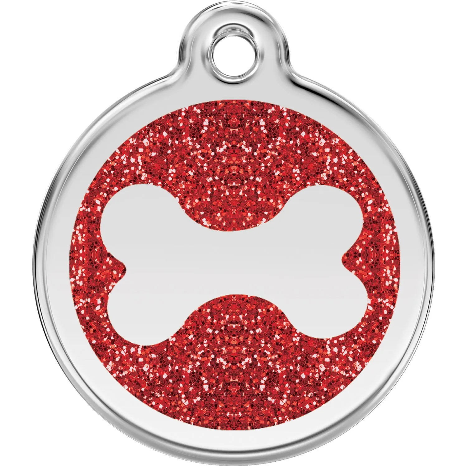 Red Dingo Glitter Bone Pet ID Dog Tags