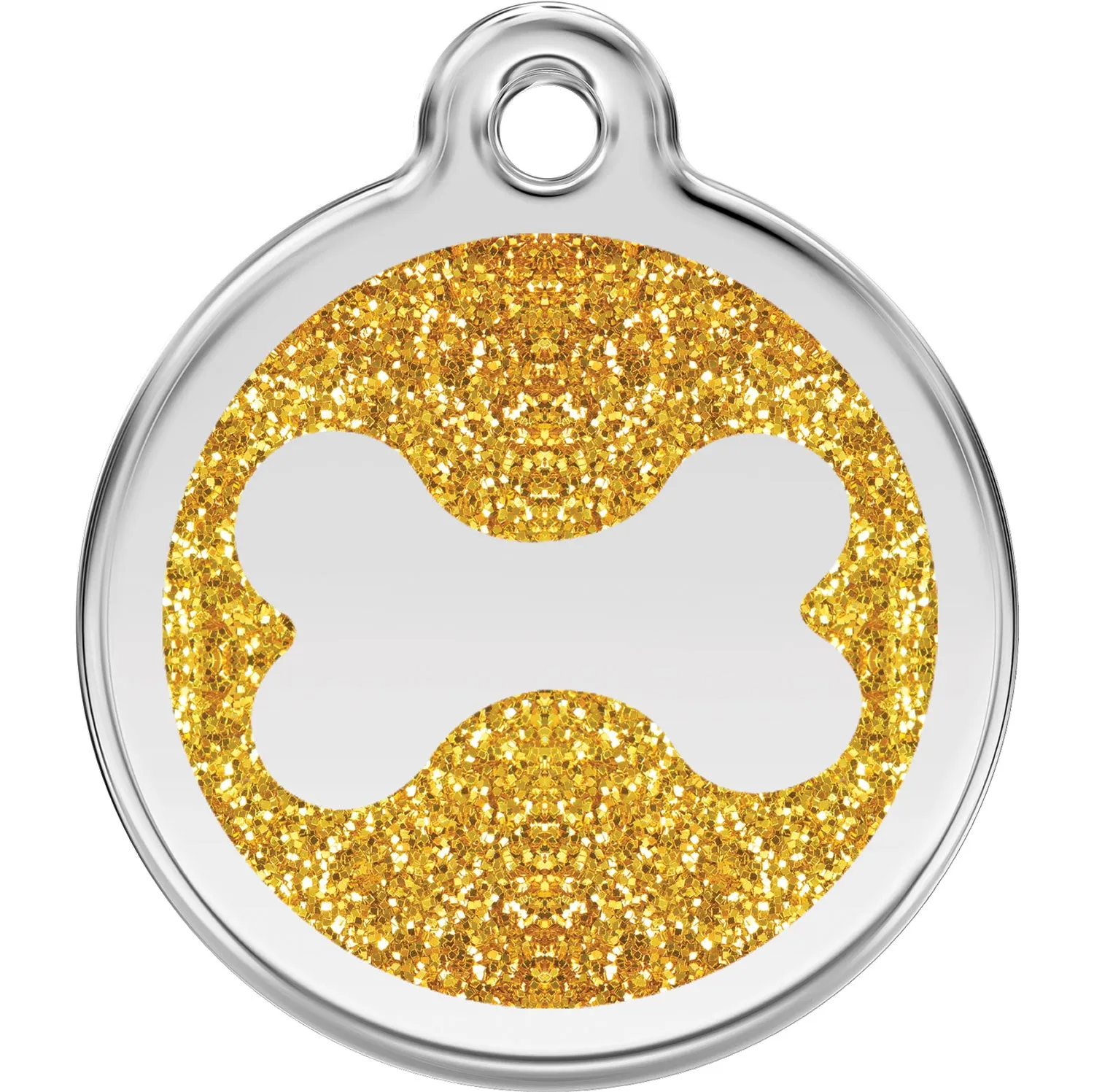 Red Dingo Glitter Bone Pet ID Dog Tags